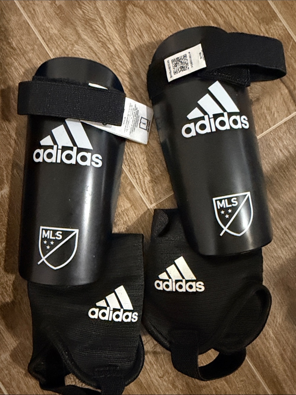 adidas football/soccer- Black & White MLS Shin Guards with Ankle Sleeves
